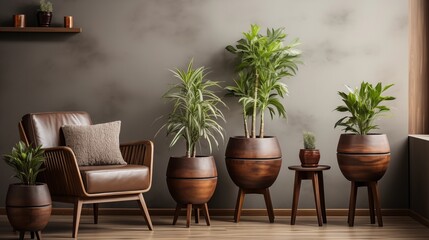 Greenery in Brown Planters