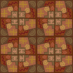 Colorful African art decoration tribal geometric shapes seamless background