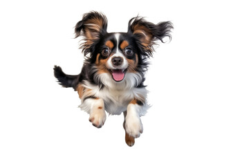 lovely and cute dog running and jumping isolated on white background