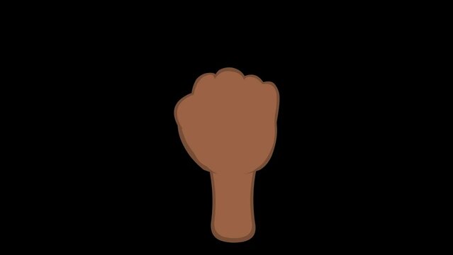 video animation brown hand cartoon closing and opening fingers body part. On a transparent background with alpha channel set to zero