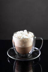 mug with cappuccino and marshmallows