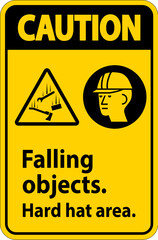 Obraz premium Caution Sign, Falling Objects Hard Hat Area