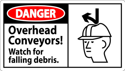 Danger Sign, Overhead Conveyors Watch For Falling Debris