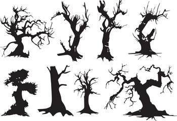 Set Trees. Hand drawn vector illustration	