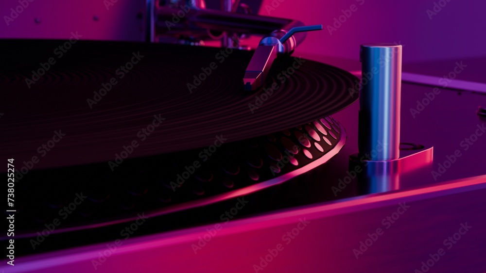 Aufkleber this 3d illustration showcases a vinyl record player with vibrant colors, adding a modern and colorf