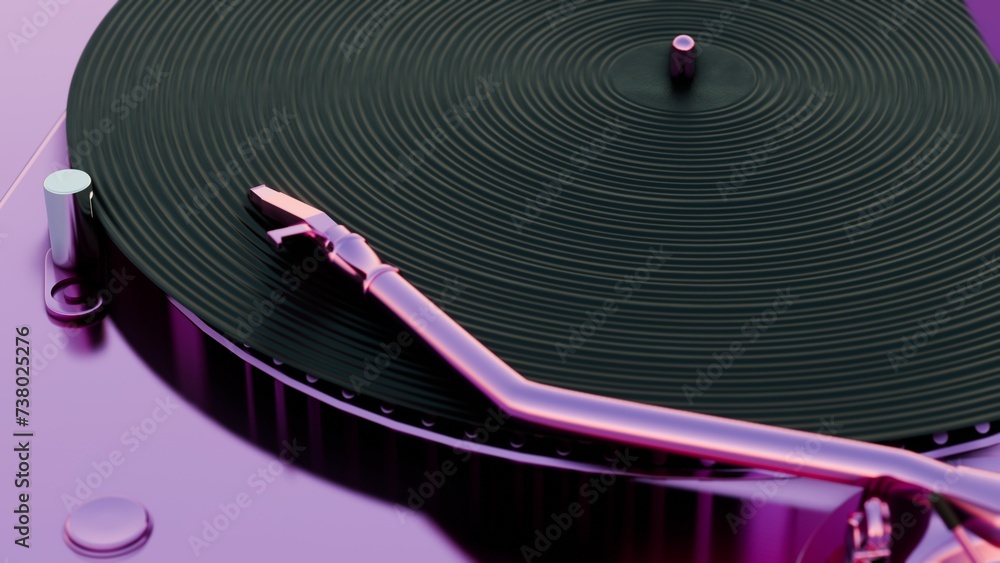 Aufkleber this 3d illustration showcases a vinyl record player with vibrant colors, adding a modern and colorf