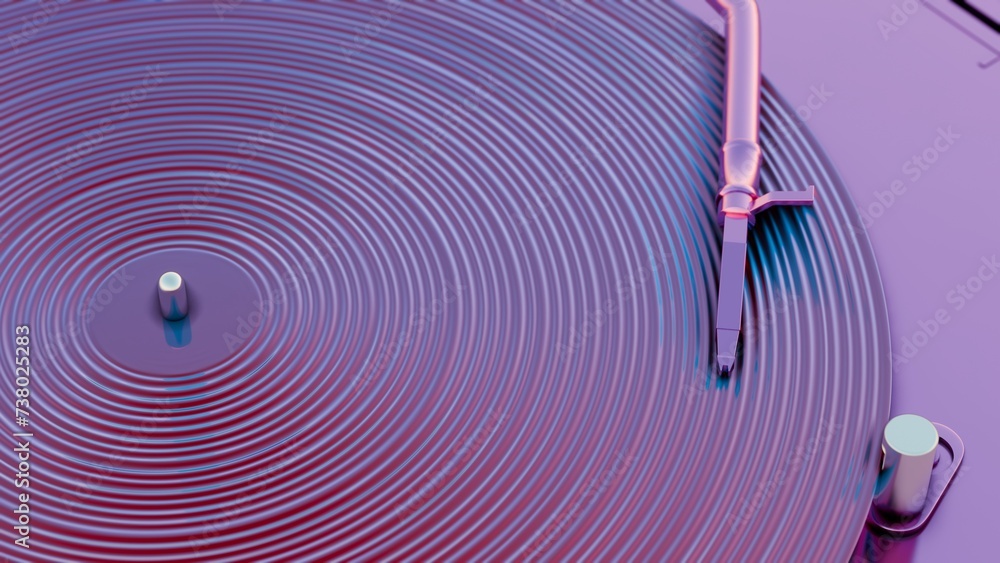 Poster this 3d illustration showcases a vinyl record player with vibrant colors, adding a modern and colorf
