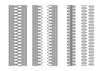 Zipper. Closed and open brush zip set. Vector © Olesya