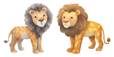 cute lion watercolour vector illustration