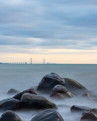 Storeb&aelig;ltsbroen and rocks in water