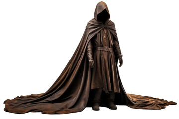 Statue of a Man in a Hooded Cloak. A photo of a statue depicting a man wearing a cloak with a hood.