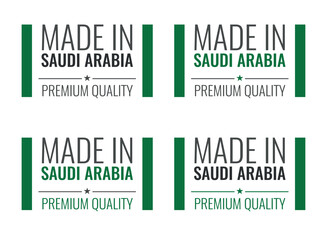 made in Saudi Arabia labels set, made in Kingdom of Saudi Arabia product icons