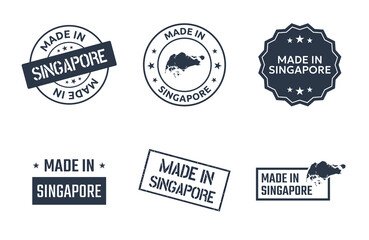 Fototapeta premium made in Singapore labels set, Republic of Singapore product icons