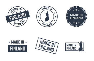 made in Finland labels set, made in Republic of Finland product icons