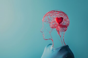 Conceptual Art of Brain and Heart Connection - Emotional Intelligence Illustration