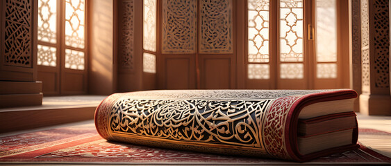 Islamic private prayer room for ramadhan kareem background e