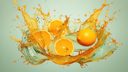 Obraz na płótnie Canvas orange fruit slices with water splash