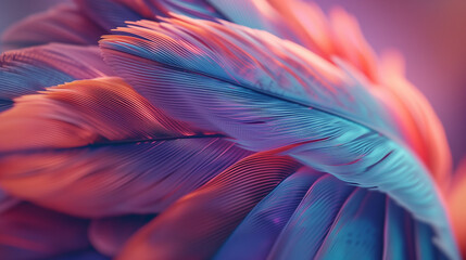 Vibrant Microscopic View of Parrot Feather Close-Up