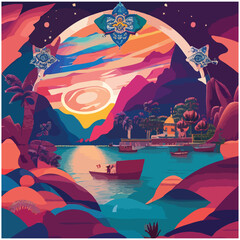 A mesmerizing vector design that embodies the spirit of adventure and discovery. It's a fantastical landscape, a futuristic cityscape, or an intricate map.