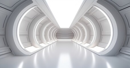 Futuristic White Corridor with Modern Design