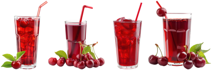 Cherry juice in a glass isolated on transparent background