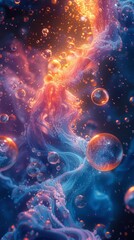 Naklejka premium Dynamic digital ecosystems showcasing the interplay of augmented reality and vibrant futuristic landscapes