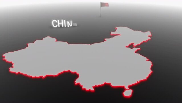 3d animated map of China gets hit and fractured by the text “Climate Crisis”