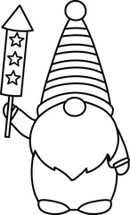 American patriotic gnome outline vector. USA Independence day outline.