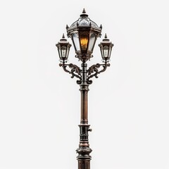 Fototapeta na wymiar Vintage classic cast iron city street lantern isolated on white background