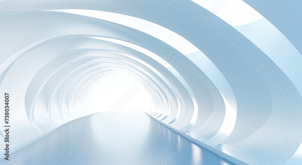 Sticker futuristic blue curved tunnel interior design