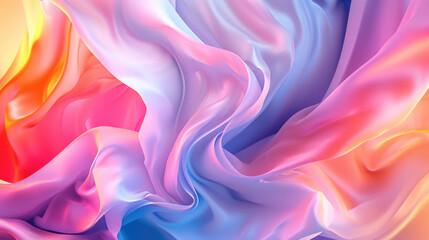 Fototapeta premium multi-colored smooth waves, satin draped fabric, abstract background