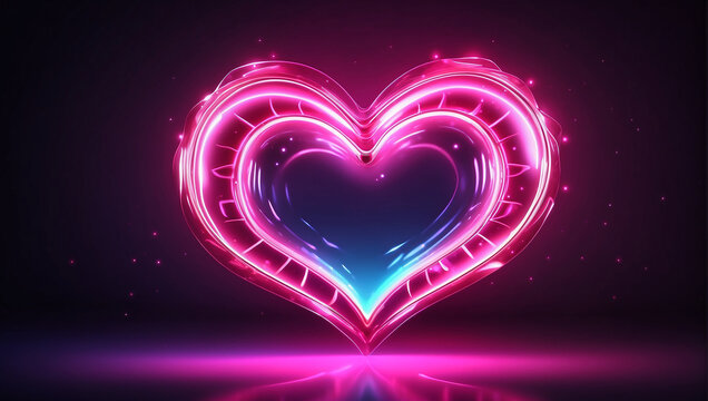 glass heart on dark background heart shaped lights background with heart glowing heart on a dark background