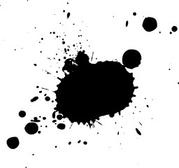 black watercolor brush stroke splash splatter on white background
