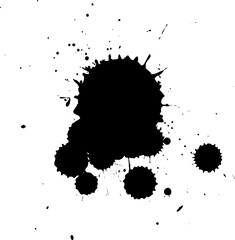 black ink splash splatter grunge graphic element on white background