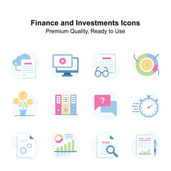Ready to use finance and investment icons set, premium quality editable vectors