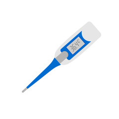 thermometer flat design vector illustration. Glass medical digital thermometer for fever measurement diagnostic. logo pictogram for medical and healthcare. Medical measuring device icon.