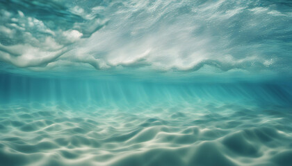 Fototapeta premium Underwater Blue Ocean: Isolated Aqua Wave on Background