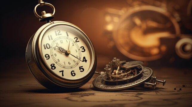 Vintage Pocket Watch with Disassembled Gears