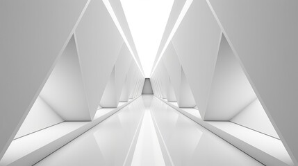 Modern White Geometric Corridor Design