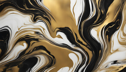 Abstract Gold and Black Marble Background: Fluid Ink Texture with Modern Art Paint Pattern