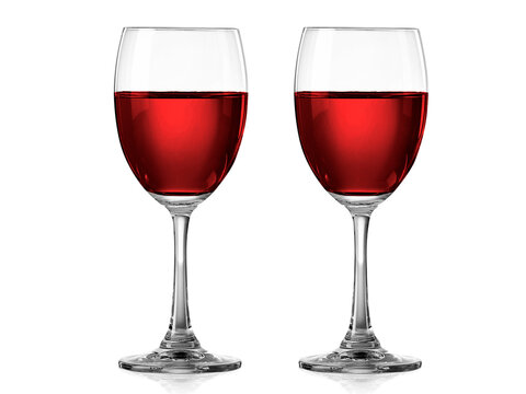 Red wine in a glass, transparent background