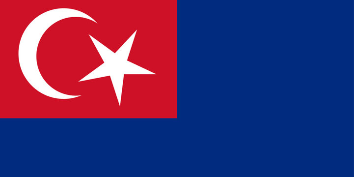 Flag of Johor State (Malaysia) Johore, Navy blue with a bright red containing a white crescent and five-pointed star