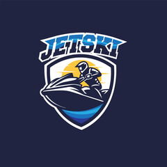 jet ski water sports badge logo vector graphic illustration