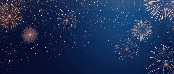 Fototapeta na wymiar Festive Fireworks Display in Starry Night Sky