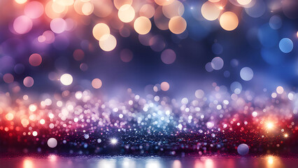 blue glow purple pink particle glittering lights abstract bokeh glitter colorful background - obrazy, fototapety, plakaty