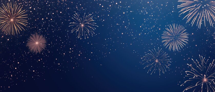 Festive Fireworks Display in Starry Night Sky