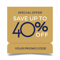 Sale up to 40% off sign. Forty percent discount. Special offer symbol. Discount promotion. Vector design.
