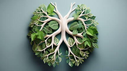 Paper Crafted Tree Lungs on Teal Background