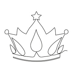 Continuous single line drawing of royal crown simple king crown outline vector art illustration design