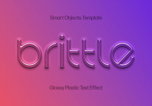 Glossy Plastic Text Effect Mockup